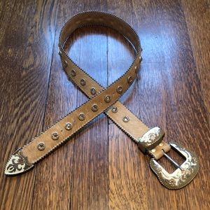 Studded leather and fur belt